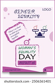 International Women's Equality day background, banner, post. 26th August Women's equality day cover banner with portraits of women of different age, culture, religion. Celebrating gender equality.