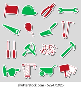 international worker day or labor day theme set of stickers eps10
