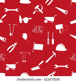 international worker day or labor day theme icons seamless pattern eps10