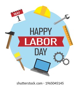 International workers day card. Isolated vector