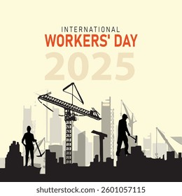 International workers day or Happy Labour day vector post design banner poster illustration with workers. labor day and may day celebration