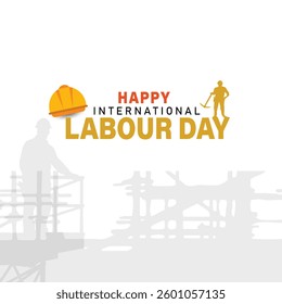 International workers day or Happy Labour day vector post design banner poster illustration with workers. labor day and may day celebration