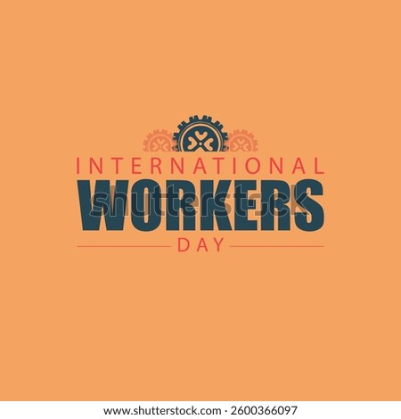 International Workers Day Logo with Bold Typography and Gear Icon