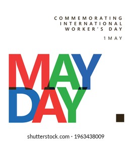 International workers' day social media template with RGB typography and overlapping.