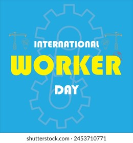 international Workers Day typography SKY blue background . Vector illustration for Labor Day, May 1 with sky blue construction tape. Concept for greeting card, poster or banner