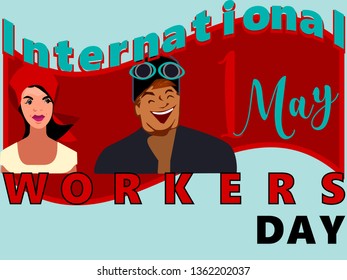 International Worker's day.Couple of different professions.Vector for design flyer, invitation, card, poster.