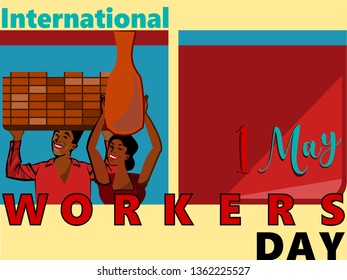 International Worker's day.Couple of different professions.Vector for design flyer, invitation, card, poster.