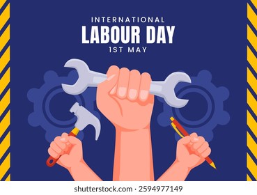 International Workers Solidarity Day Social Media Background with Flat Illustration