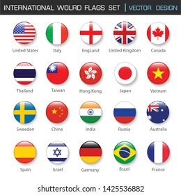 International World Flag icon set in Circle , vector Design Elemant illustration