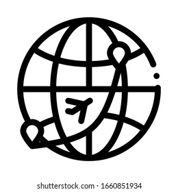 Vector De Línea Ligera De Icono Internacional Del Vuelo. Pictograma Lineal De Concepto De Dirección Global. Símbolo de contorno monocromo monocromo de vuelo de avión Transporte aéreo Símbolo de contorno aislado Ilustración