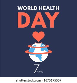 International World Health Day Greeting Card Design Template Consisting Earth Illustration. Heal The World Vector Illustration.