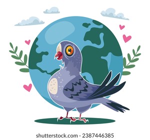 International world peace day dove pigeon symbol concept. Vector flat graphic design illustration