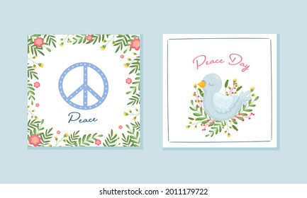 International World Peace Day Greeting Card Design Vector Set