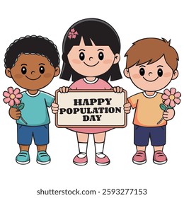 International world population day Concept With Happy Smiling world population, Gradient world population day illustration, Flat world population day illustration