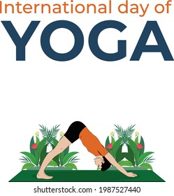 International Yoga Day, 21 June 
yoga body pose, human silhouette, and sun rays, vector illustration - Vector Surya Namaskar Step 9