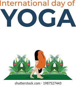 International Yoga Day, 21 June 
yoga body pose, human silhouette, and sun rays, vector illustration - Vector Surya Namaskar Step 3