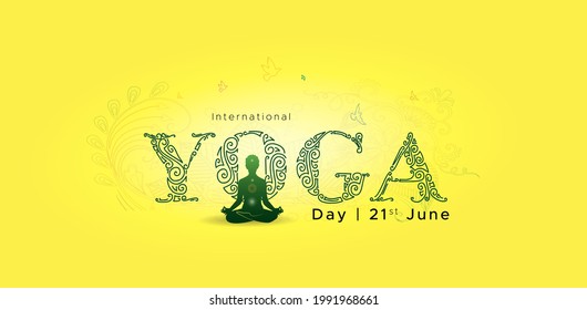 international yoga day. 21 June. Typography