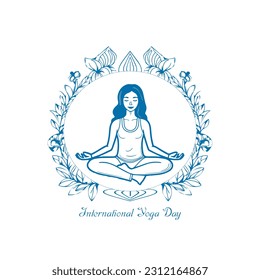 International Yoga day 21 june. Yoga Body Posture with Text. Woman practicing yoga.