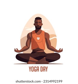 International Yoga Day. 21 June yoga day banner or poster with woman in lotus pose