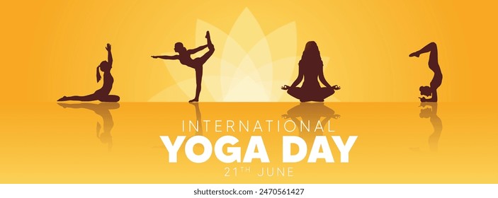 international yoga day 21 June  girls doing yoga vector poster