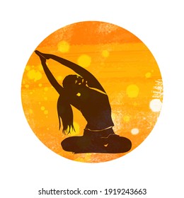 International Yoga Day 21st June a girl doing Yoga on a colorful background vector illustration