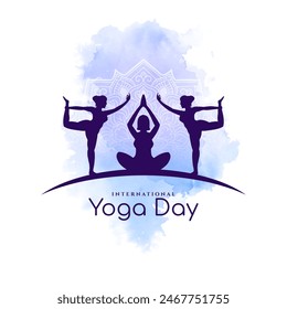 Día Internacional del Yoga 21 de junio celebración Vector de fondo