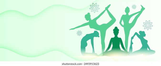 international yoga day 21st june banner with text space vector