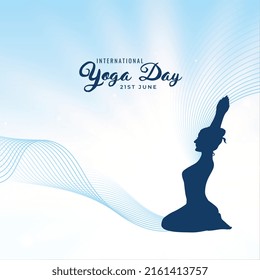 international yoga day background with girl in asana pose