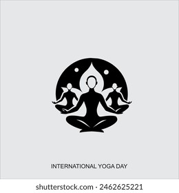 
International yoga day background with meditation and other yoga pose