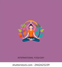 
International yoga day background with meditation and other yoga pose