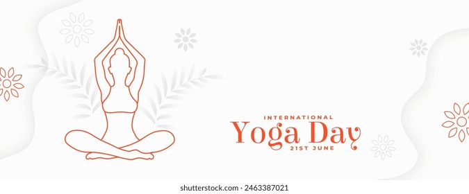 international yoga day banner line art woman doing asana vector 