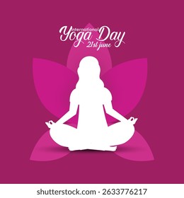 International yoga day banner or poster template design. Woman doing yoga pose