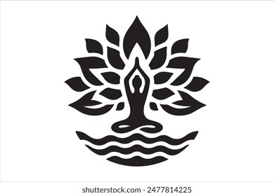 International yoga day black vector silhouette with white background