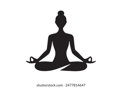 International yoga day black vector silhouette with white background