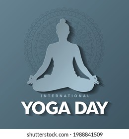 international yoga day. yoga body posture. Woman practicing yoga. vector illustration design