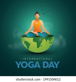 international yoga day. yoga body posture. Woman practicing yoga. vector illustration design