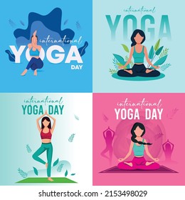 international yoga day. yoga body posture.. vector illustration design minimal vector  - Shutterstock ID 2153498029