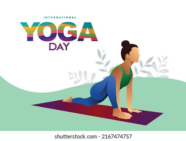 International Yoga Day. Yoga Body Posture. Woman Practicing Yoga. Vector Illustration Design