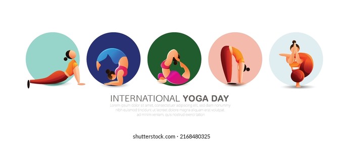 international yoga day, yoga body posture. group of Woman practicing yoga and Sun Salutation
(SURYA NAMASKAR)