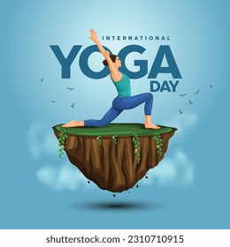 international yoga day. yoga body posture. Woman practicing yoga. abstract vector illustration design - Shutterstock ID 2310710915