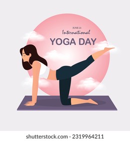 International Yoga Day. Yoga body posture. Vector Illustration design