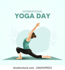 International yoga day. Yoga body posture. Woman practicing yoga. Creative vector illustration design