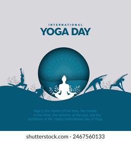 international yoga day. yoga body posture. group of Women's practicing yoga. vector illustration design gray background