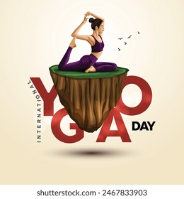 international yoga day. yoga body posture. Woman practicing yoga. vector illustration design