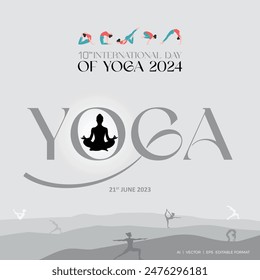 Internationaler Yoga Tag. Yoga Körperhaltung. Vektorillustration Design