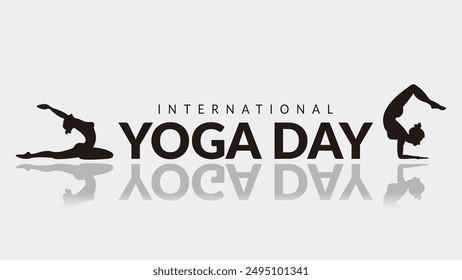 International Yoga Day. Yoga body posture. Vector illustration design. Postures of Yoga. Group of Woman practicing yoga. background, banner.