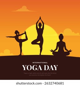 international yoga day. yoga body posture. Woman practicing yoga. vector illustration design. 21 june International yoga day vector poster