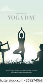 international yoga day. yoga body posture. Woman practicing yoga. vector illustration design. 21 june International yoga day vector poster