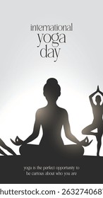 international yoga day. yoga body posture. Woman practicing yoga. vector illustration design. 21 june International yoga day vector poster