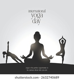 international yoga day. yoga body posture. Woman practicing yoga. vector illustration design. 21 june International yoga day vector poster